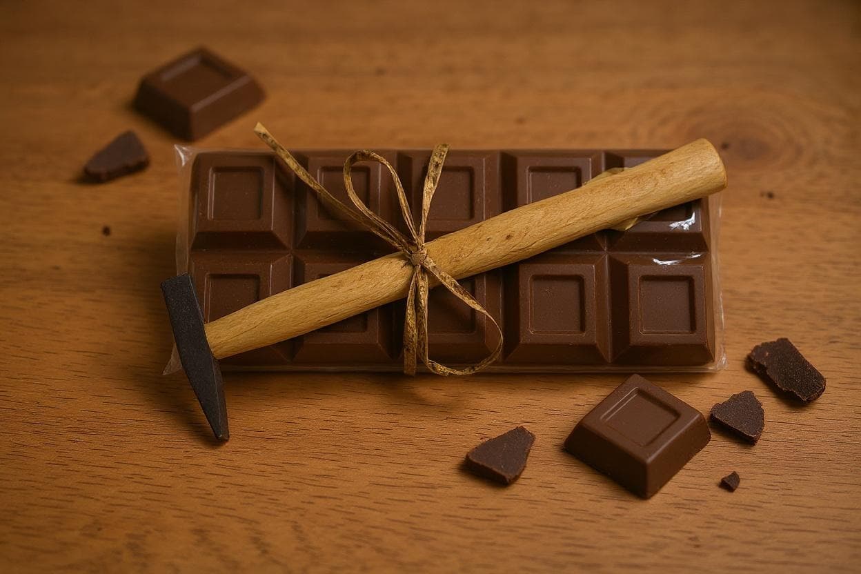 1 kilo chocolade reep met hamer